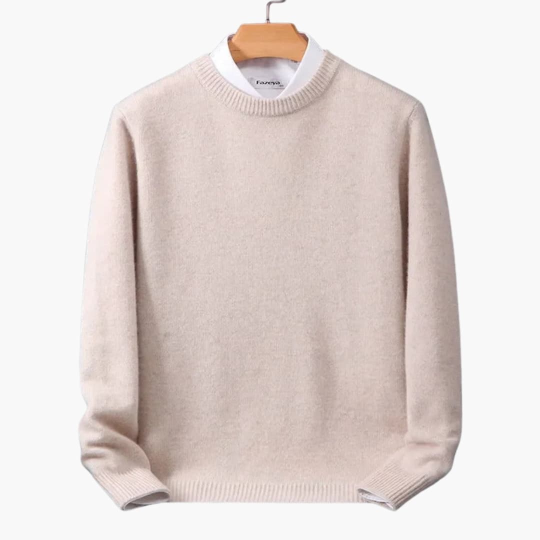 Men's classic fit round neck pullover sweater with ribbed edges knitted texture for daily wear
