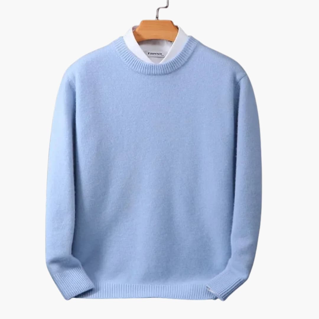 Men's classic fit round neck pullover sweater with ribbed edges knitted texture for daily wear