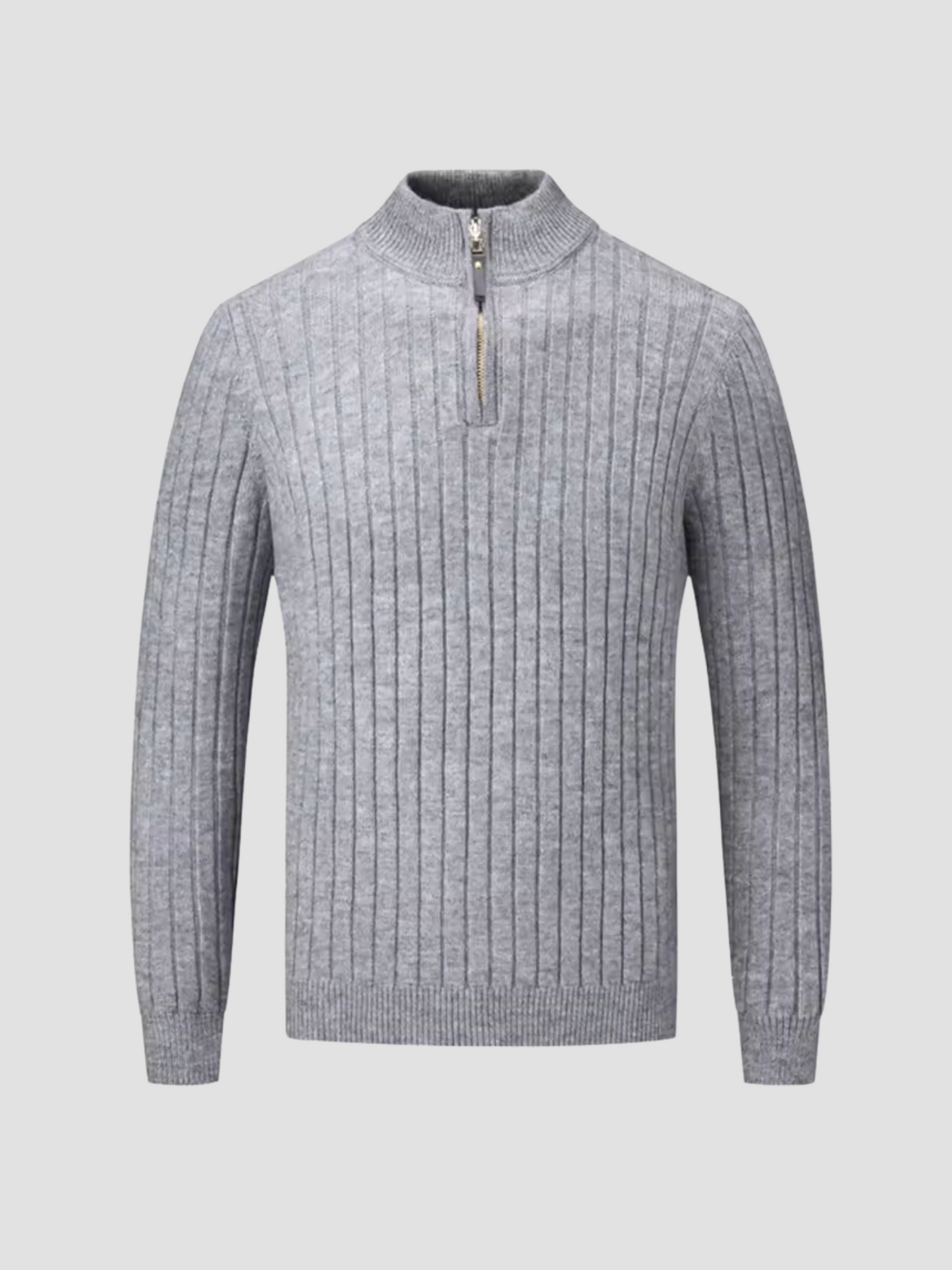Men's half-zip ribbed knit sweater structured fit adjustable zipper everyday comfort
