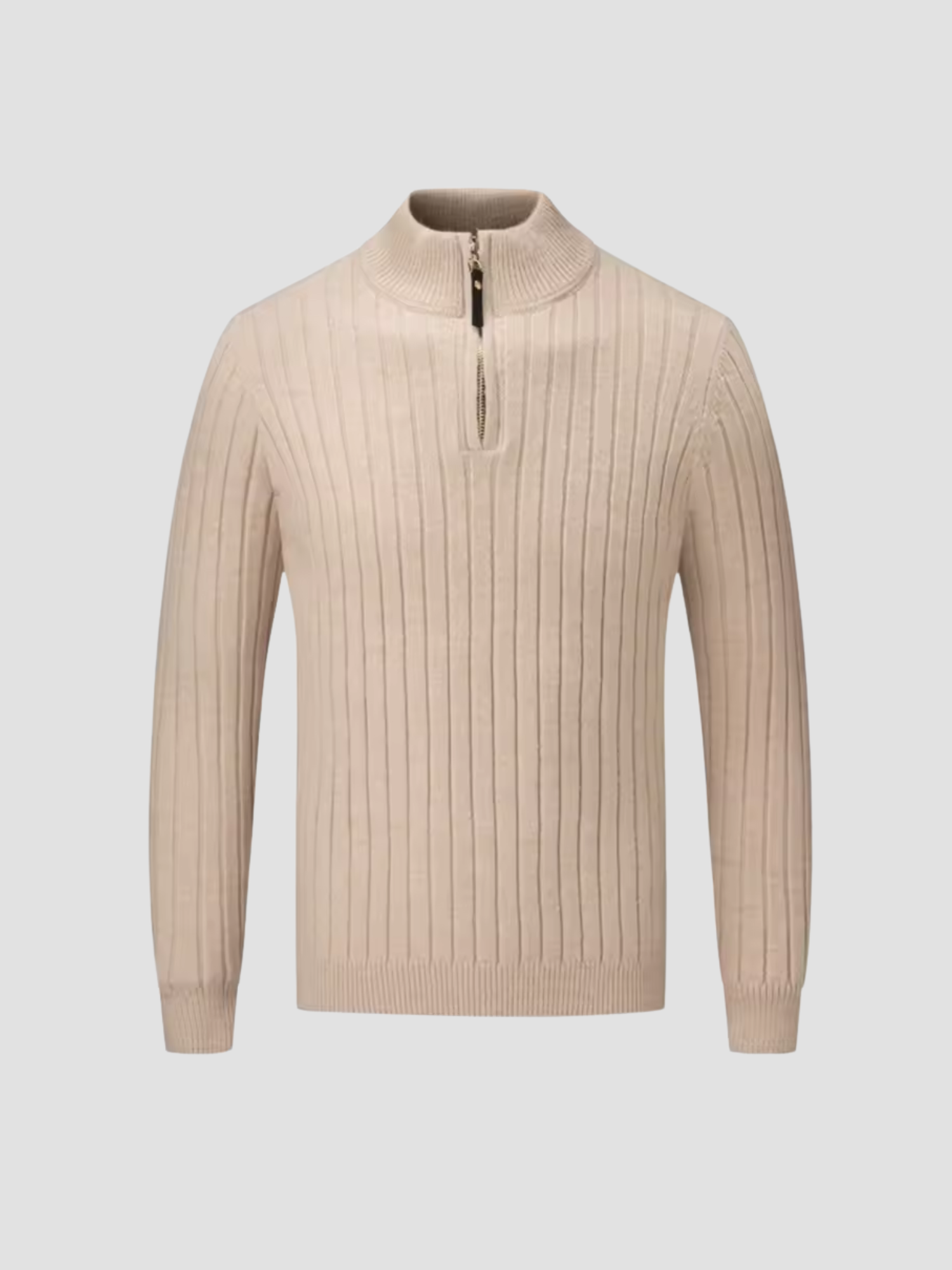 Men's ribbed half-zip sweater structured fit pullover with functional zipper everyday comfort