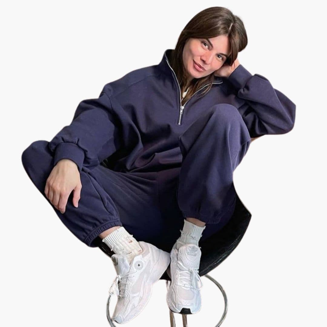 Women's sport fleece pullover stand-up collar front zip cozy relaxed fit warm casual top