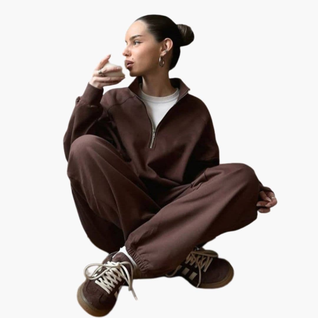 Women's sport fleece pullover stand-up collar front zip cozy relaxed fit warm casual