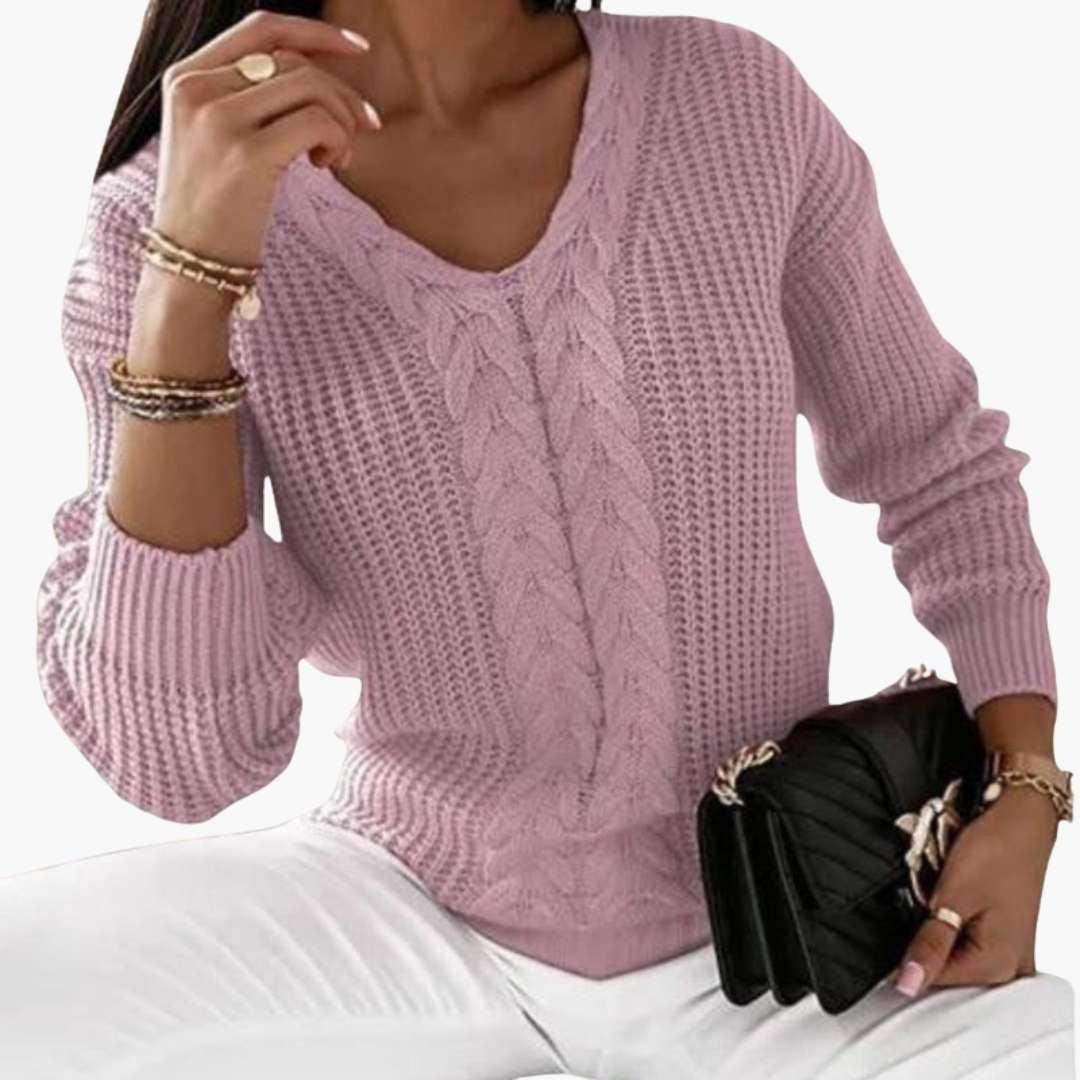 Women's tailored fit V-neck knitted pullover sweater versatile layering piece for all seasons