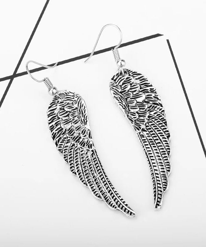 Boucles d'oreilles créoles ailes d'ange en argent sterling style punk rétro - Urbann-Vibe