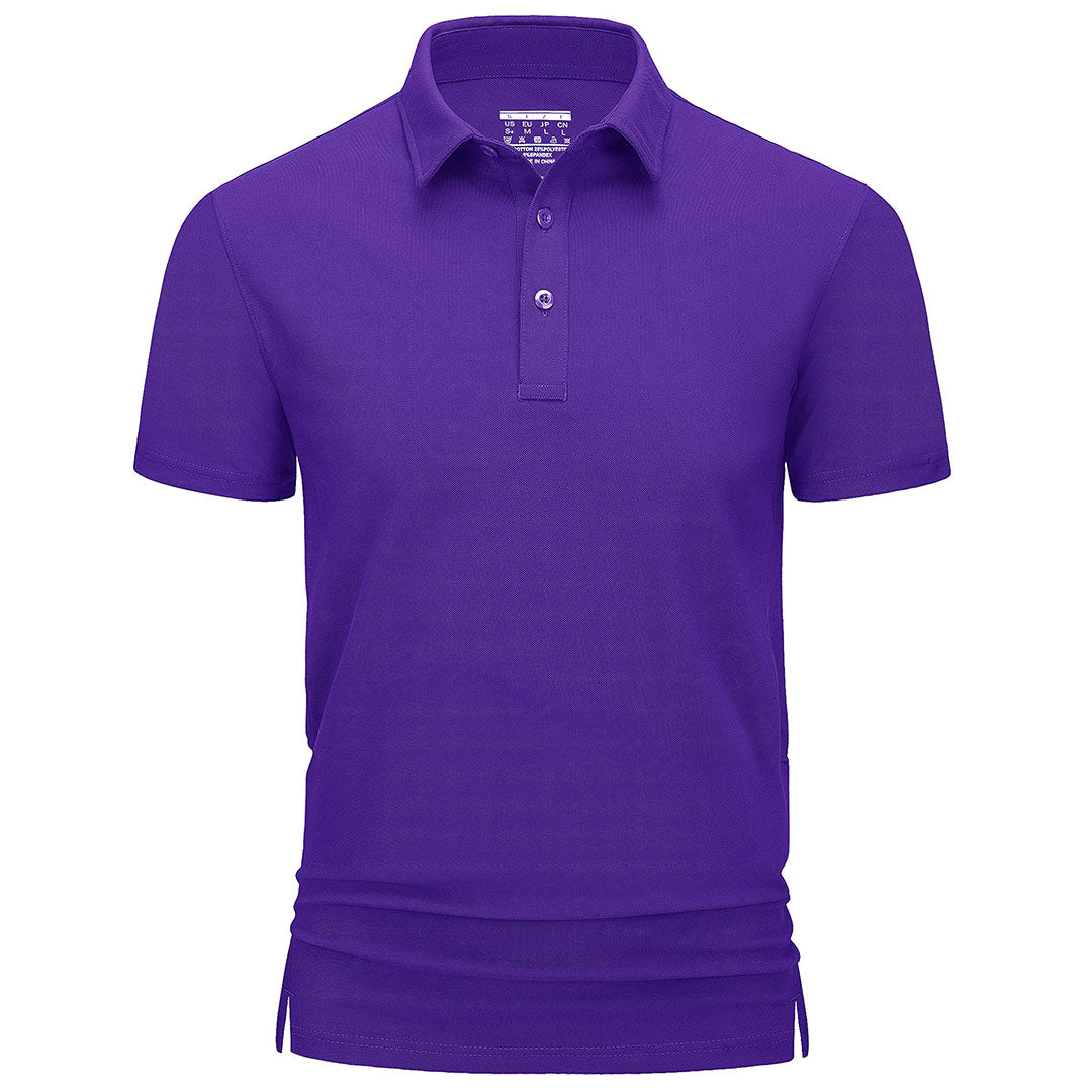 Men's quick-dry golf polo shirt breathable stretch fabric casual outdoor active fit collared top