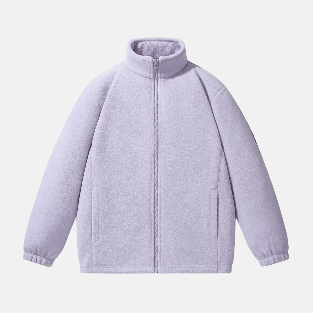 Men's gray fleece jacket relaxed fit full-zip stand-up collar cozy winter outerwear Urbann-Vibe