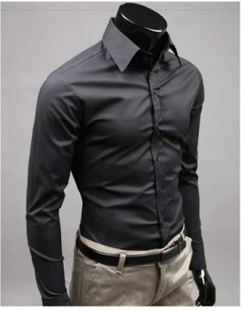 Wilhelm classic men's dress shirt in neutral tone, slim fit with durable fabric for formal or casual wear