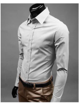 Wilhelm classic men's dress shirt in neutral tones, slim-fit silhouette with durable fabric for formal or casual wear
