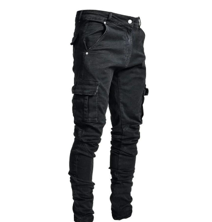 Men's slim fit cargo pants tapered cut with functional side pockets, modern casual style