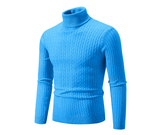 Men's beige turtleneck sweater slim modern silhouette soft knit winter essential versatile formal casual