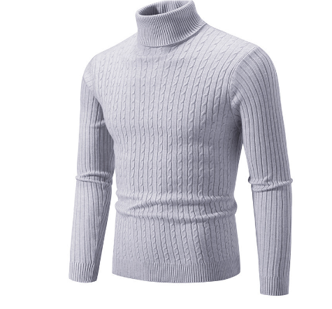 Men's slim fit wool cable knit turtleneck sweater by Urbann-Vibe, warm and stylish for winter