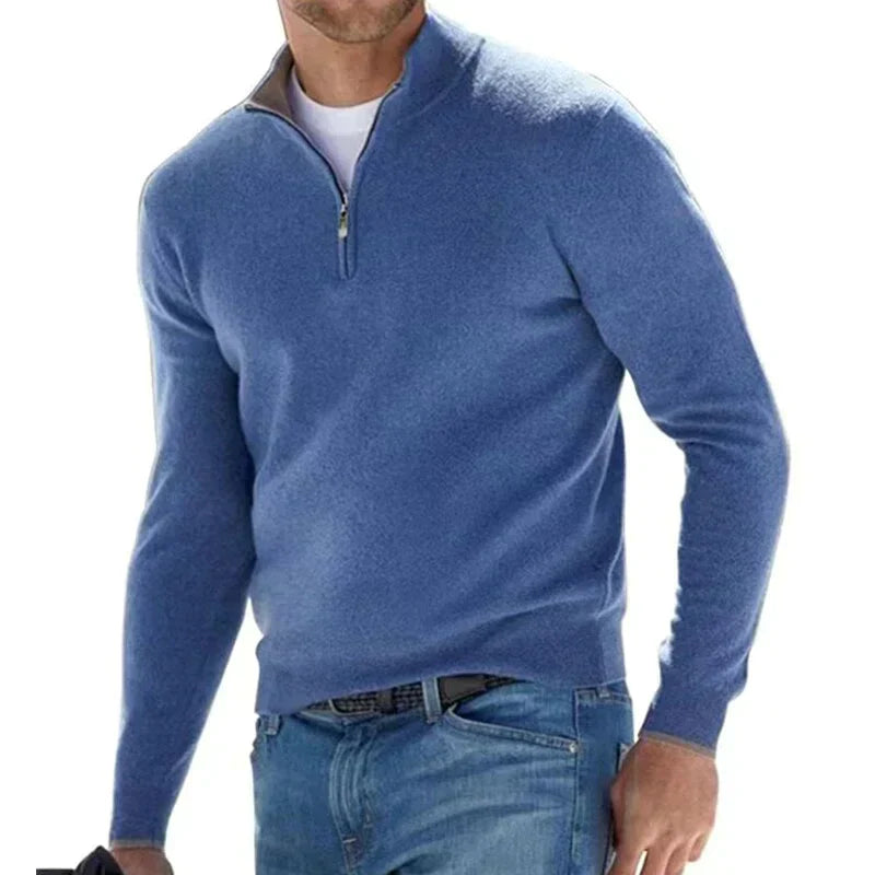 Men's premium knit sweater in classic style, soft hand feel, versatile casual-to-refined everyday wear