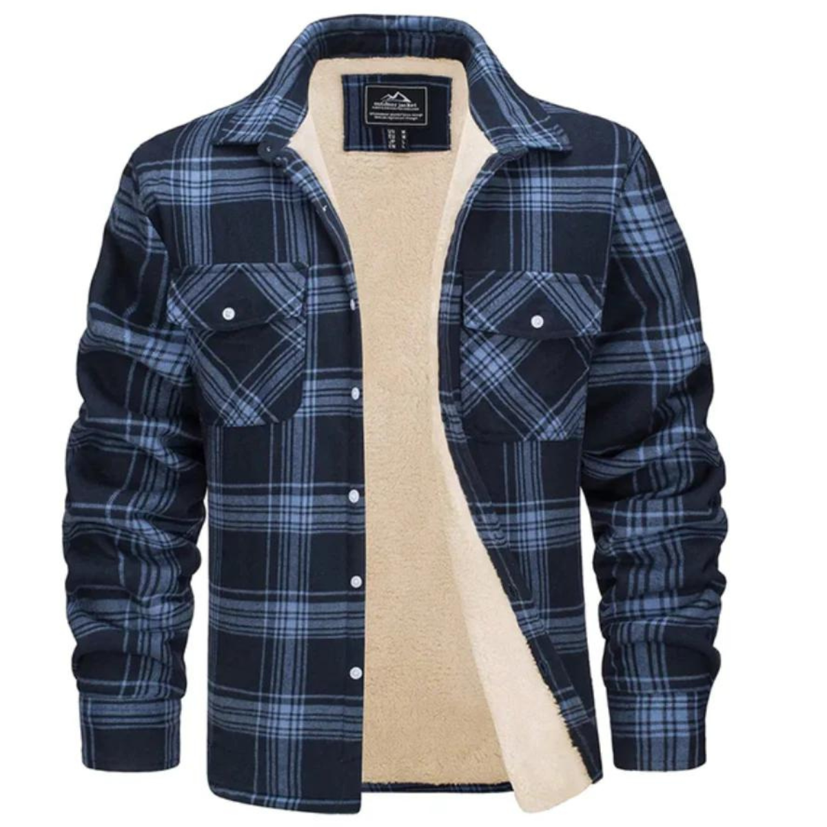 Men's checkered fleece jacket warm slim winter layer with classic plaid pattern by Urbann-Vibe