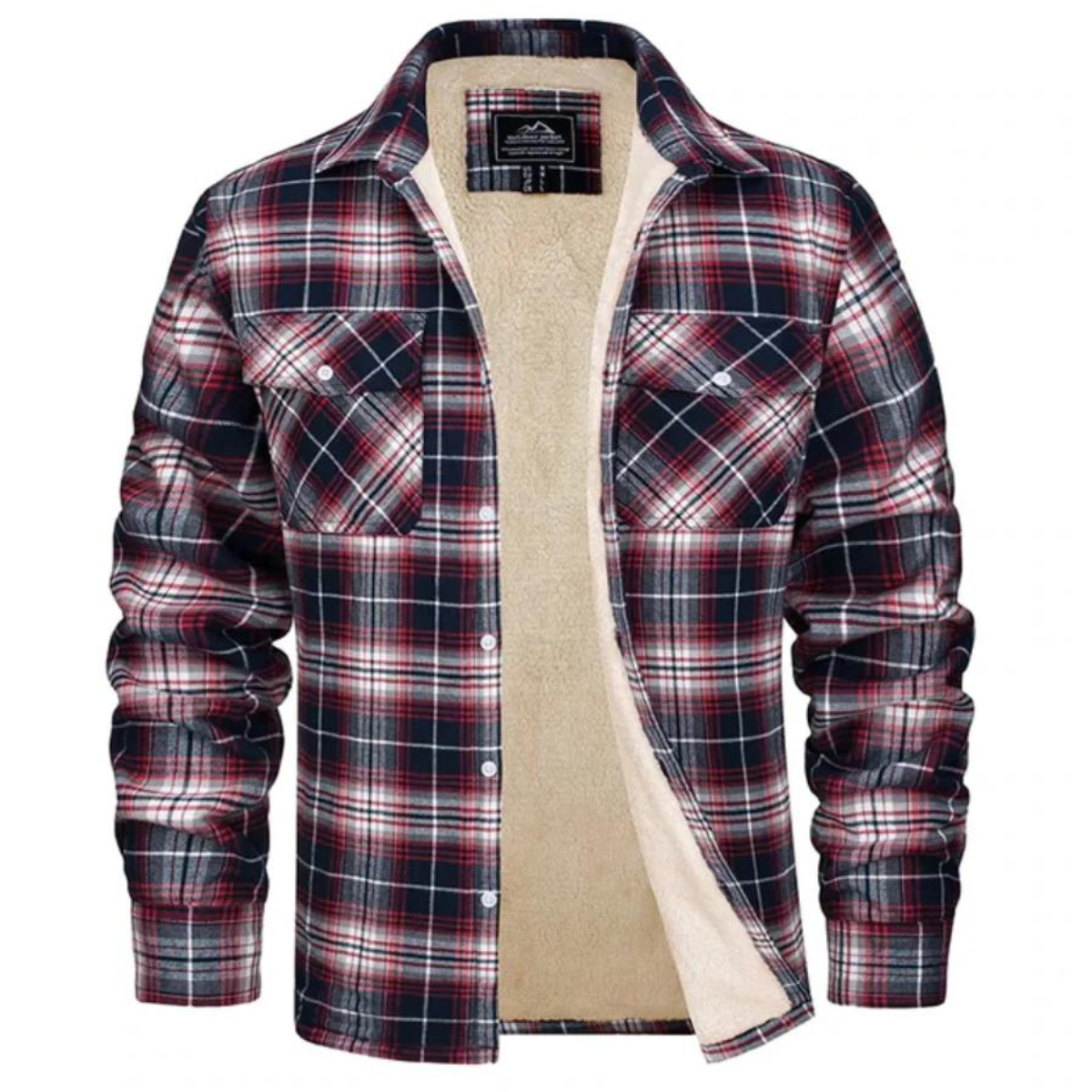 Men's checkered fleece jacket warm slim winter layer with classic plaid pattern by Urbann-Vibe