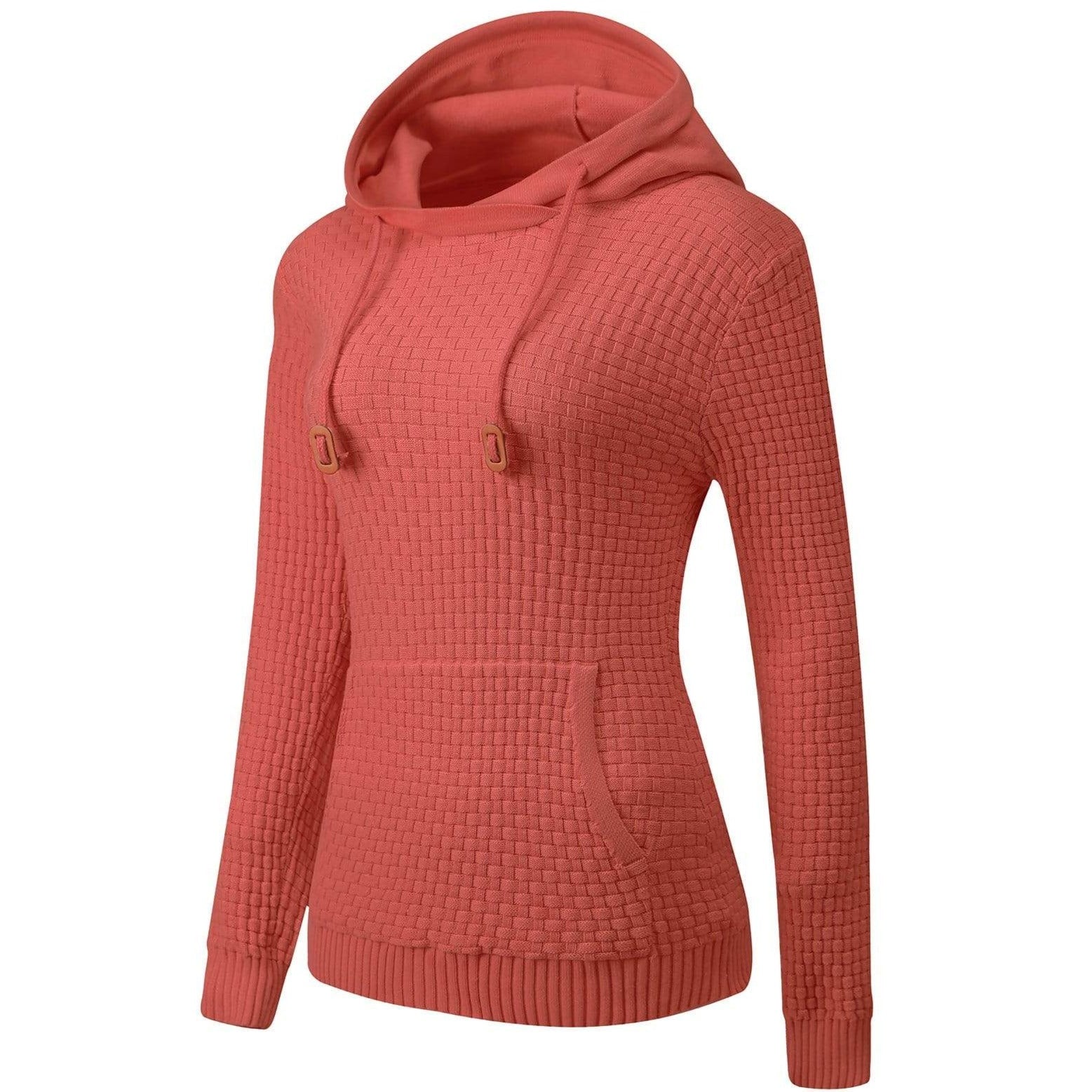Women's textured regular fit hoodie with drawstring and kangaroo pocket for casual winter style