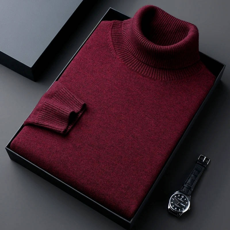 Men's premium turtleneck sweater in versatile knit, slim fit cotton blend for sharp casual winter style