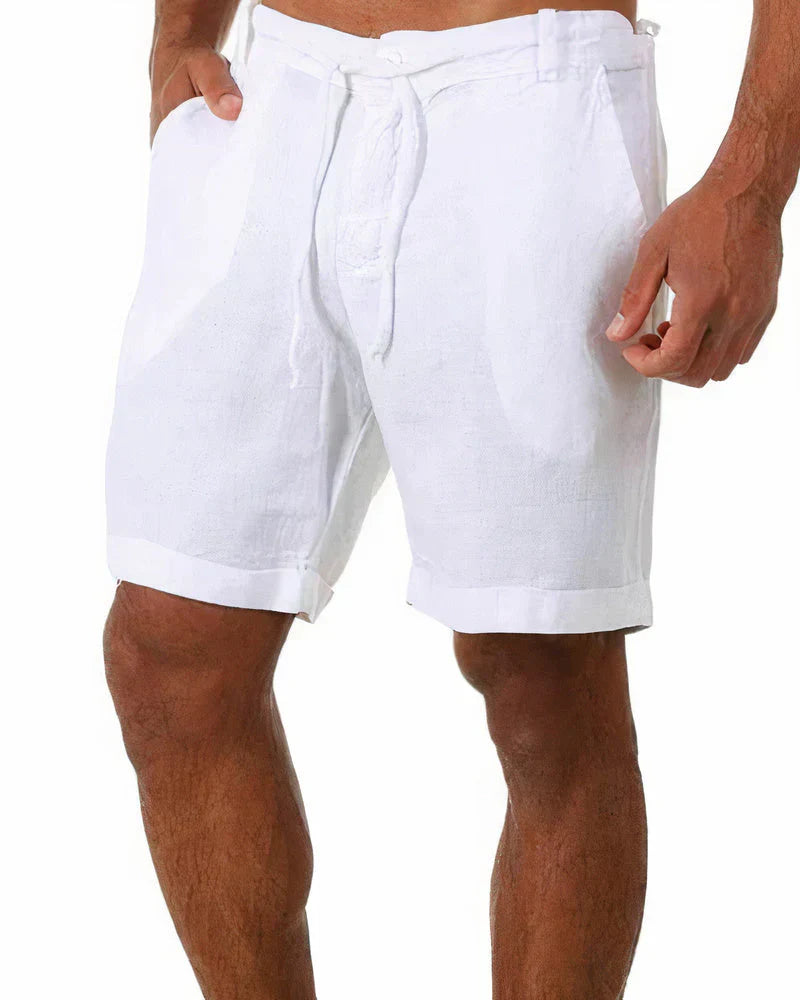 Men's linen shorts in casual relaxed fit, breathable lightweight fabric ideal for warm summer days