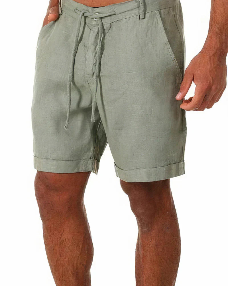 Men's linen shorts in casual relaxed fit, breathable lightweight fabric ideal for warm summer days