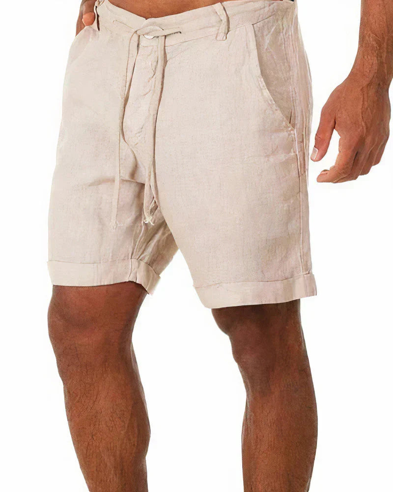 Men's casual linen shorts in relaxed fit, breathable lightweight fabric ideal for warm summer days