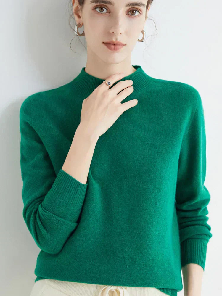 Women's elegant knit sweater in classic style, versatile silhouette perfect for office and cozy evenings