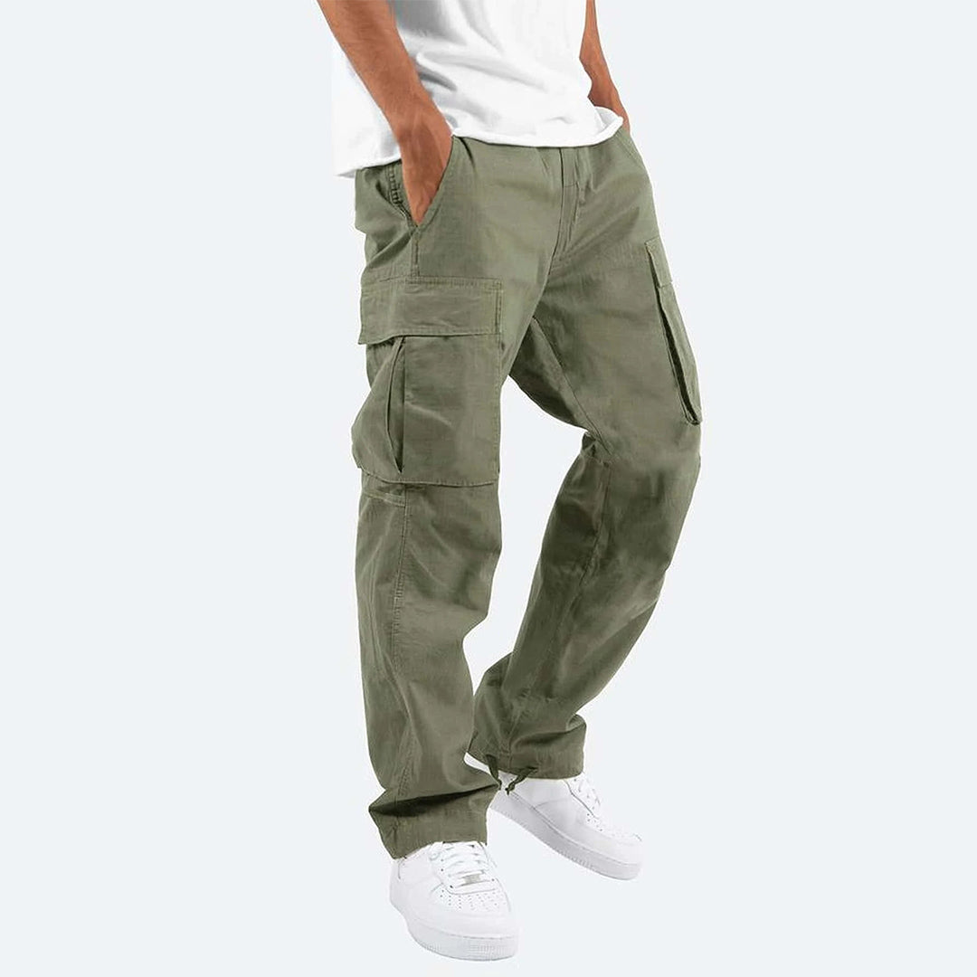 Men's relaxed fit straight leg cargo pants with multiple utility pockets for everyday wear