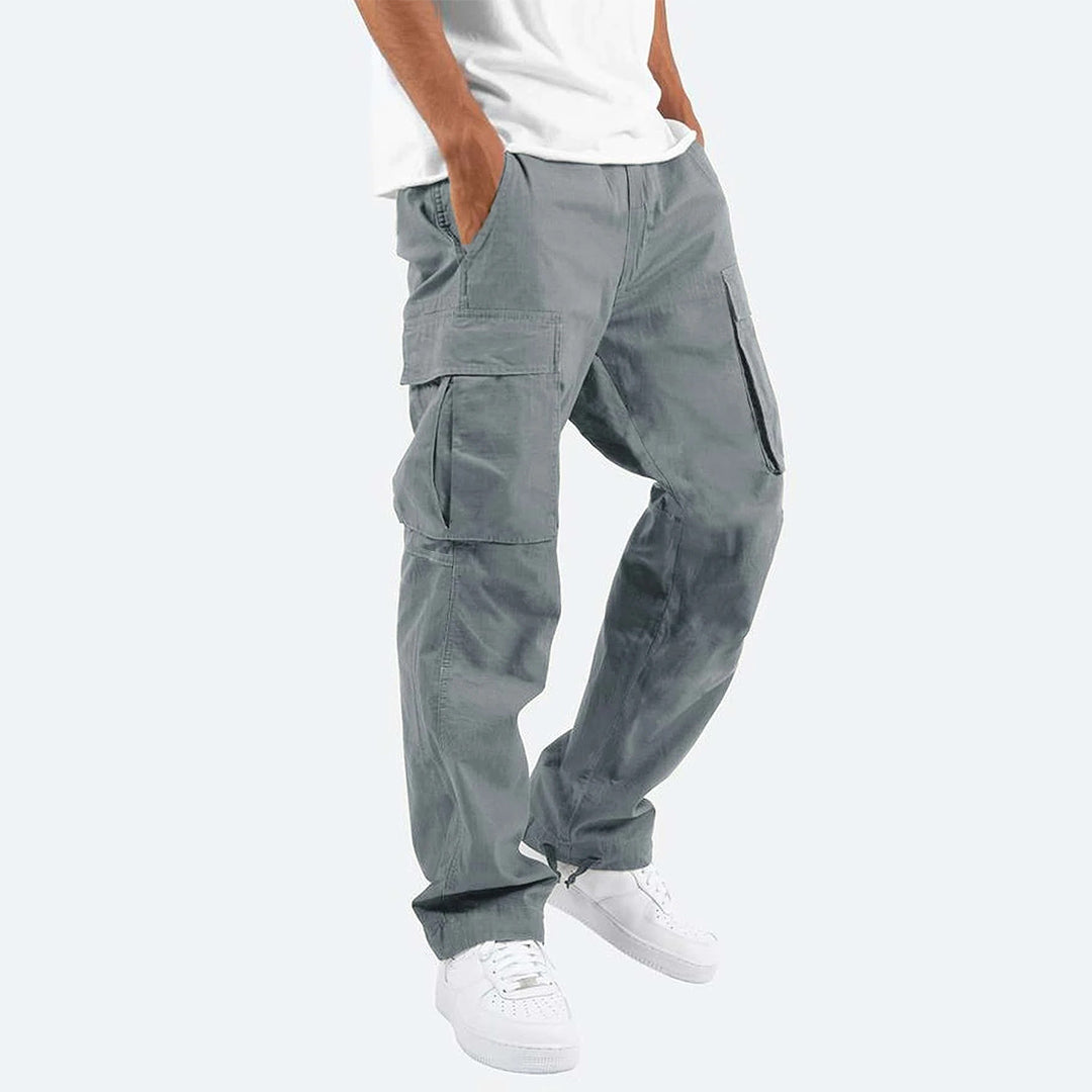 Men's relaxed fit straight-leg cargo pants with multiple utility pockets for everyday comfort