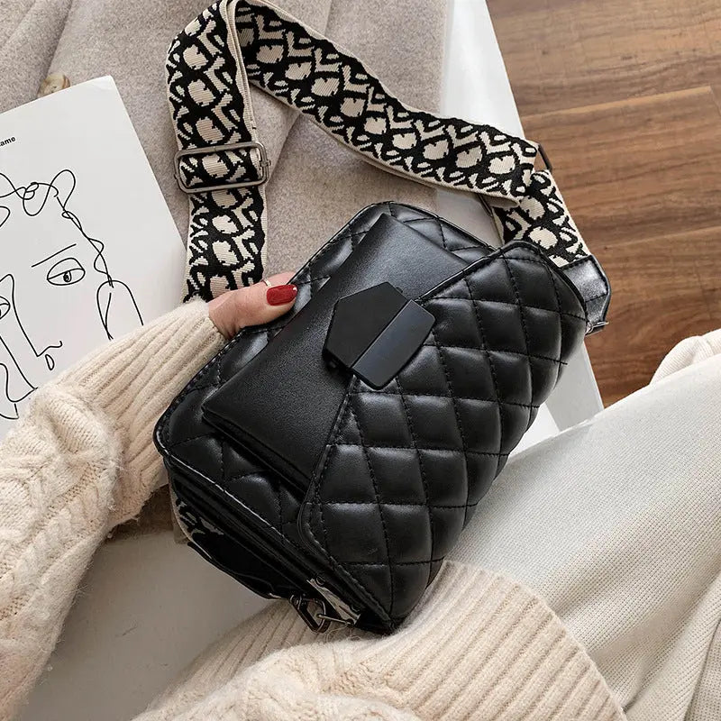Kathryn vegan leather quilted crossbody bag women adjustable strap everyday chic black
