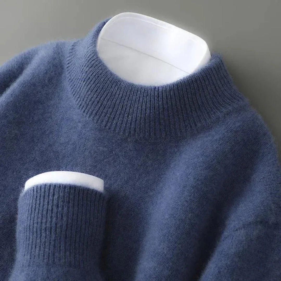 Women's pure cashmere turtleneck sweater with ribbed neck and cuffs ultra-soft knit