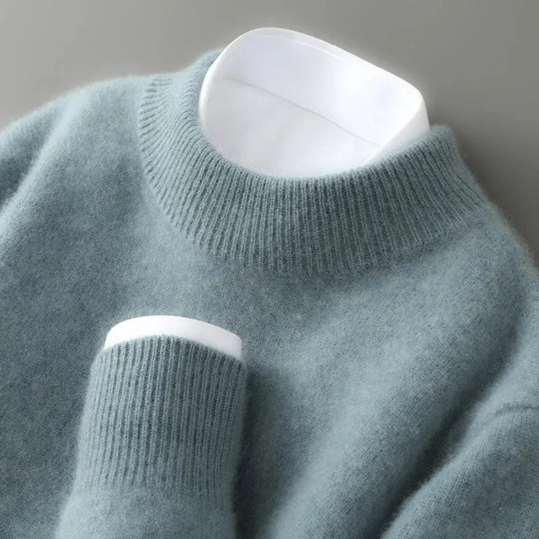 Women's pure cashmere turtleneck sweater with ribbed neck and cuffs, ultra-soft knit luxury fit