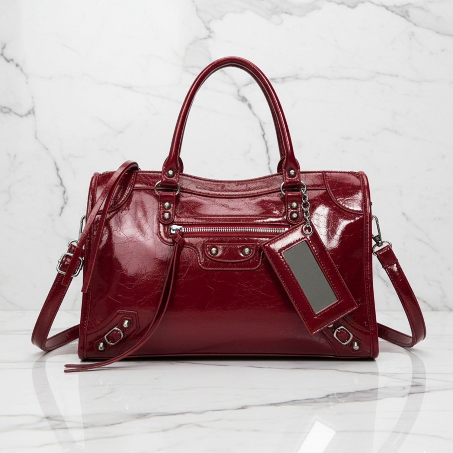 Luna faux leather structured city bag top handle shoulder strap versatile women daily use