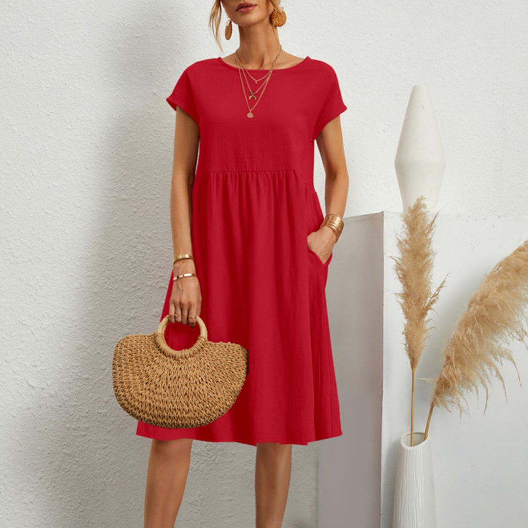 Women's Anna A-line midi dress comfortable everyday style flattering mid-calf versatile fit