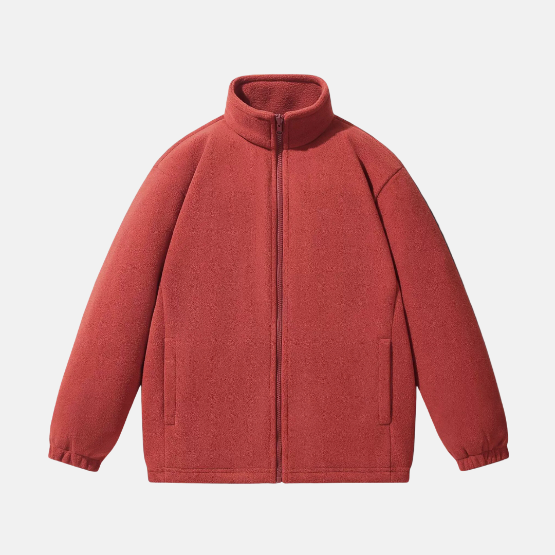 Men's gray fleece jacket relaxed fit full-zip stand-up collar cozy winter outerwear Urbann-Vibe