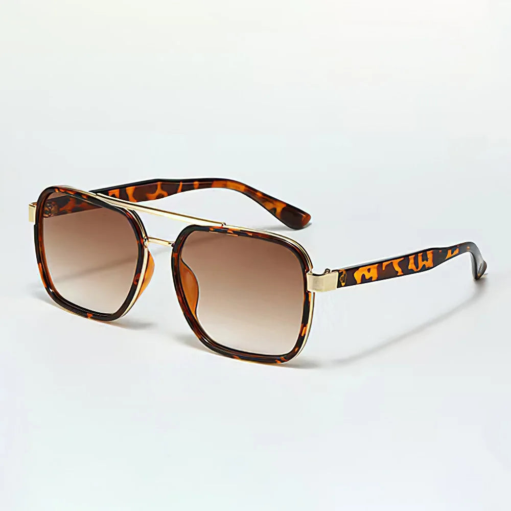 Regent Luxe square unisex sunglasses tortoise arms gold accents bold geometric frame