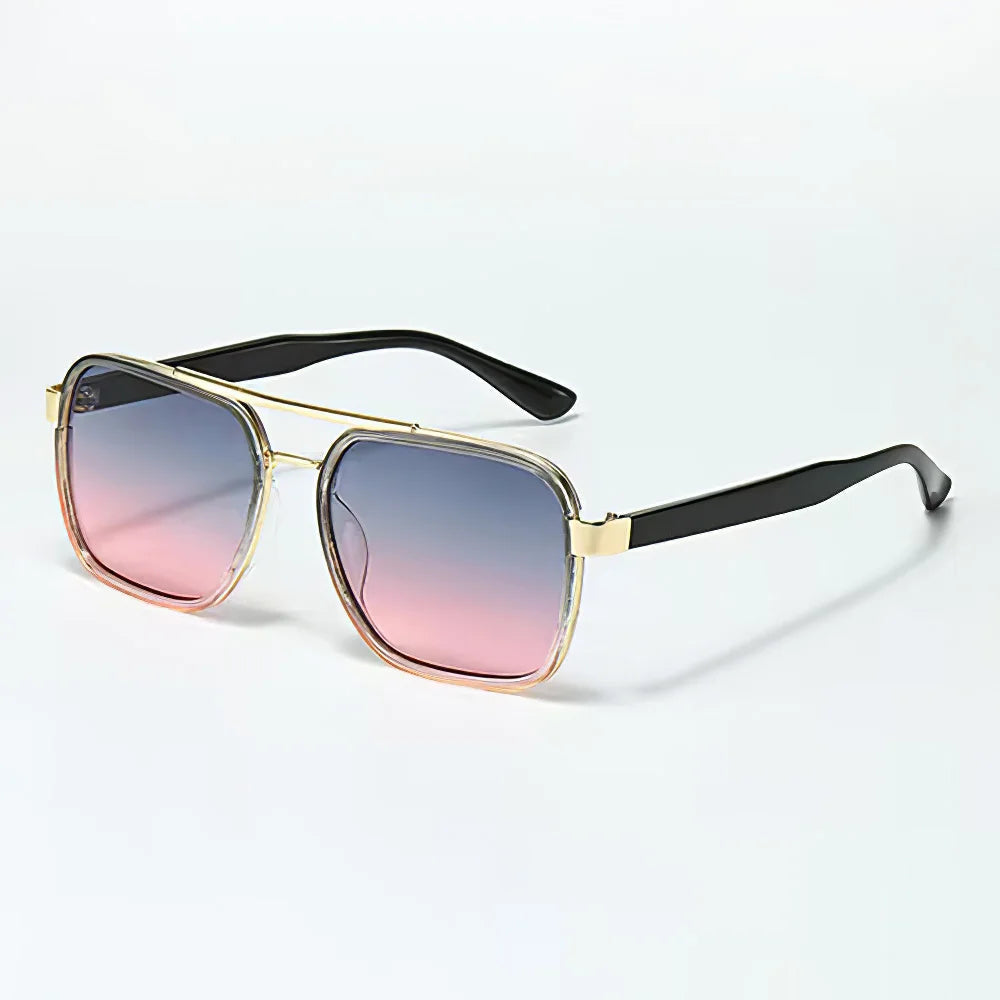 Regent Luxe square sunglasses tortoiseshell arms gold accents bold geometric unisex frame