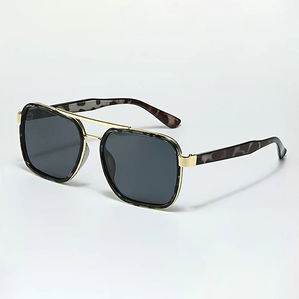 Regent Luxe square sunglasses tortoise arms gold accents bold geometric frame unisex luxury eyewear