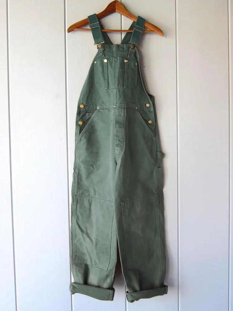 Women's relaxed fit blue denim overalls plus size with adjustable straps and utility pockets