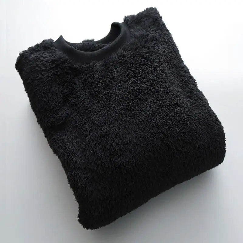 Relaxed fit textured fleece pullover unisex cozy high-pile soft fluffy premium casual layer