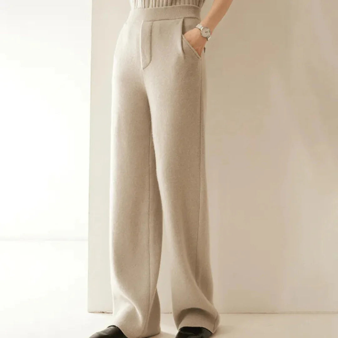 Renata women's cashmere wide-leg pants soft tailored drape timeless elegant silhouette