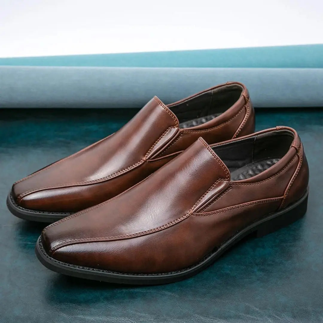 Men's Renzo Sterling loafers elegant stitching gloss finish slip-resistant lightweight dress shoes