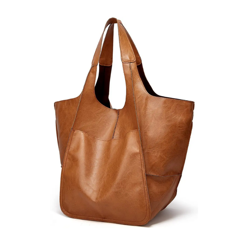 Premium oversized genuine leather tote bag with magnetic closure, spacious carryall for professionals
