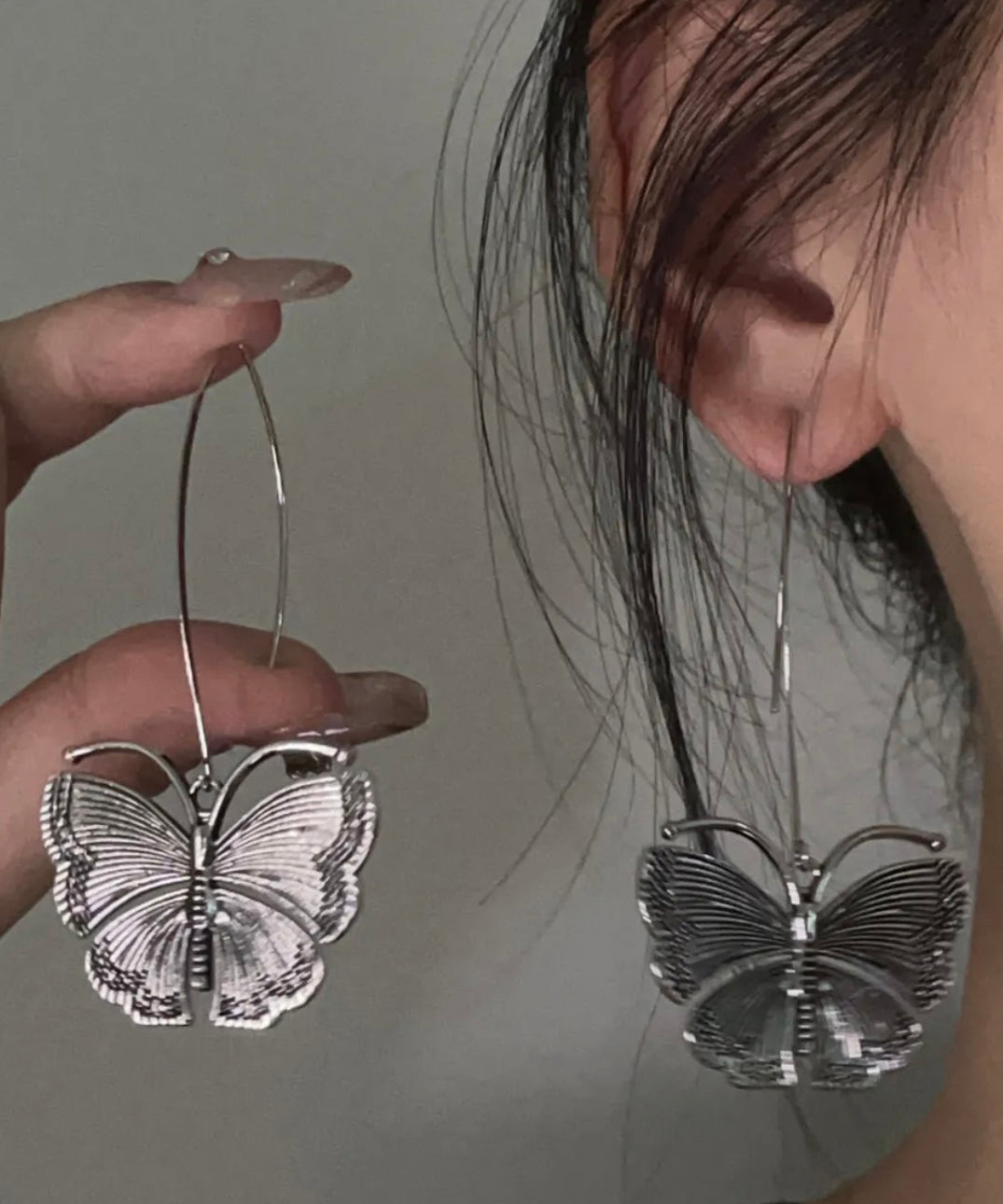 Boucles d'oreilles pendantes papillon rétro en argent 925 - Urbann-Vibe