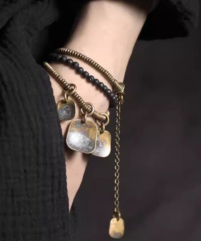 Bracelet à breloques rétro en perles de cuivre pour hommes, design unisexe - Urbann-Vibe