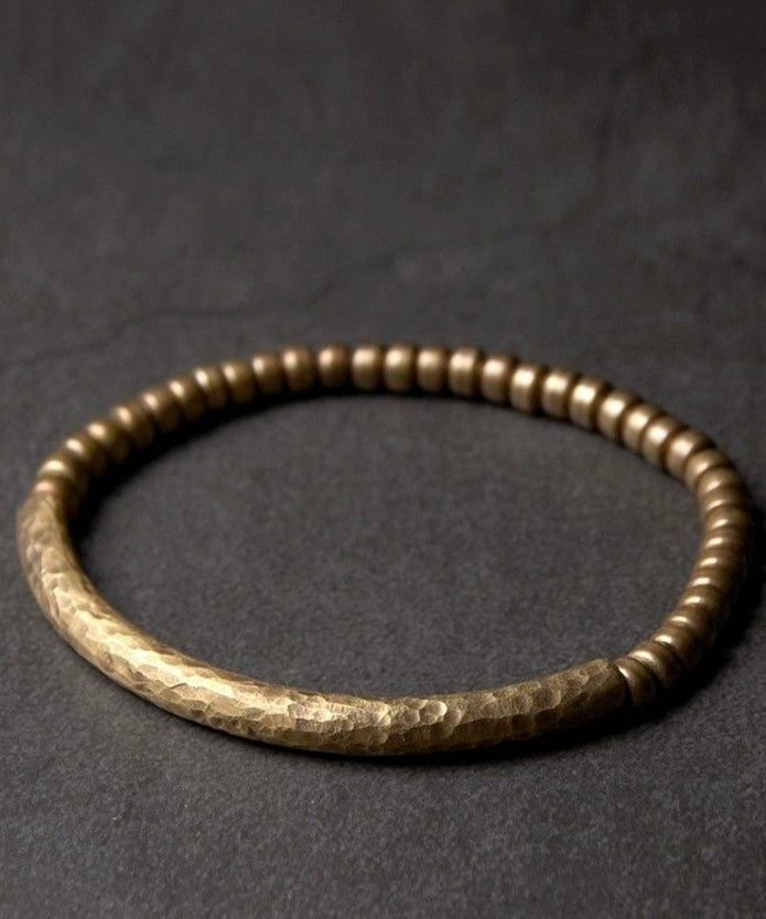 Bracelet homme rétro en perles patchwork dorées et cuivrées - Urbann-Vibe