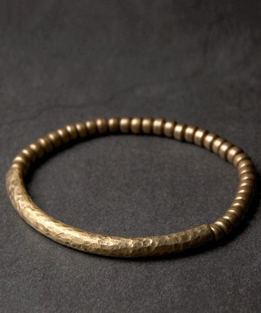 Bracelet homme rétro en perles patchwork dorées et cuivrées - Urbann-Vibe