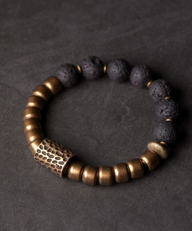 Bracelet rétro pour homme avec perles en or antique et blocs de couleurs - Urbann-Vibe