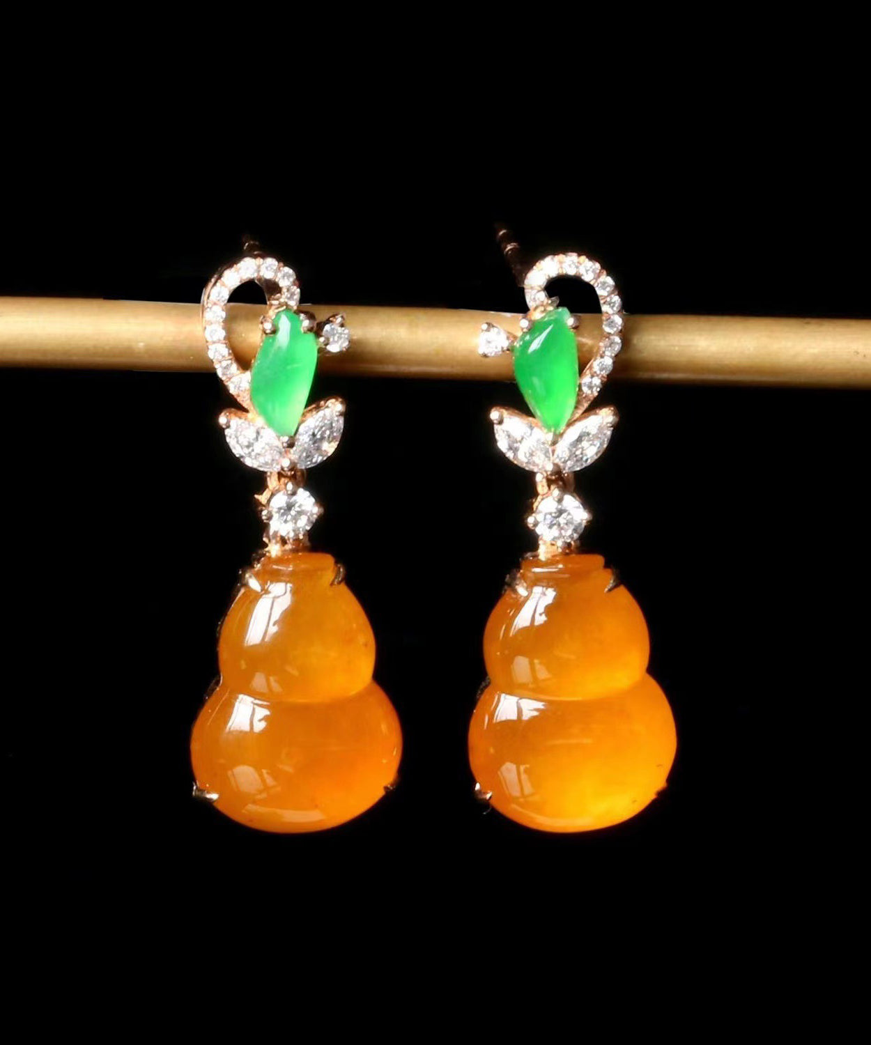 Boucles d'oreilles pendantes en calcédoine rétro orange en argent sterling surdoré - Urbann-Vibe