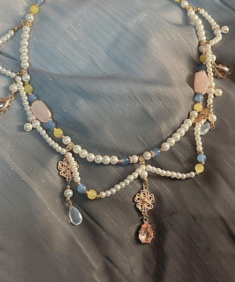 Collier pendentif goutte d'eau en alliage de cristal et perles de verre rétro arc-en-ciel - Urbann-Vibe