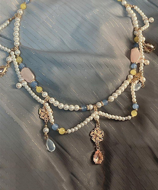 Collier pendentif goutte d'eau en alliage de cristal et perles de verre rétro arc-en-ciel - Urbann-Vibe