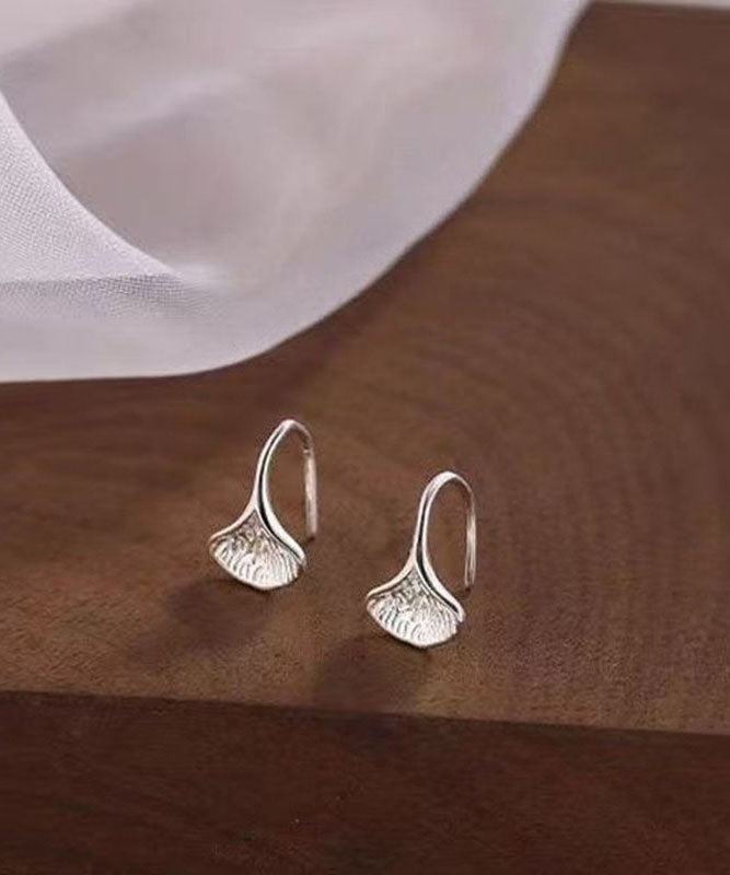 Boucles d'oreilles créoles rétro en argent sterling et soie avec feuilles - Urbann-Vibe