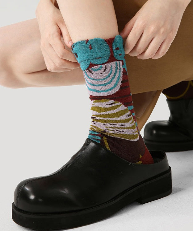 Chaussettes mi-mollet rétro polyvalentes en coton jacquard - Urbann-Vibe
